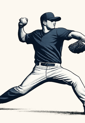 Baseball pitcher at peak external rotation