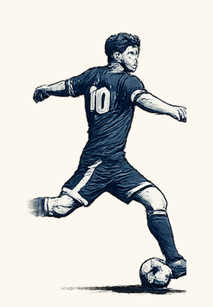 Soccer player striking the ball